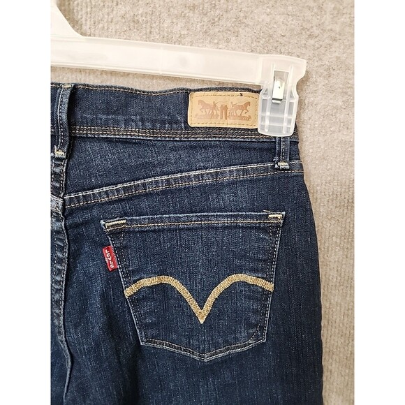 Levis Perfectly Slimming 512 Straight Leg Jeans Womens 4 Blue Dark Wash Stretch - Picture 5 of 9